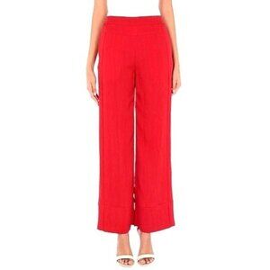 Palmer Harding Pants Women 2 Red Crinkled Fabric‎ Elastic Waist Silence Wide Leg